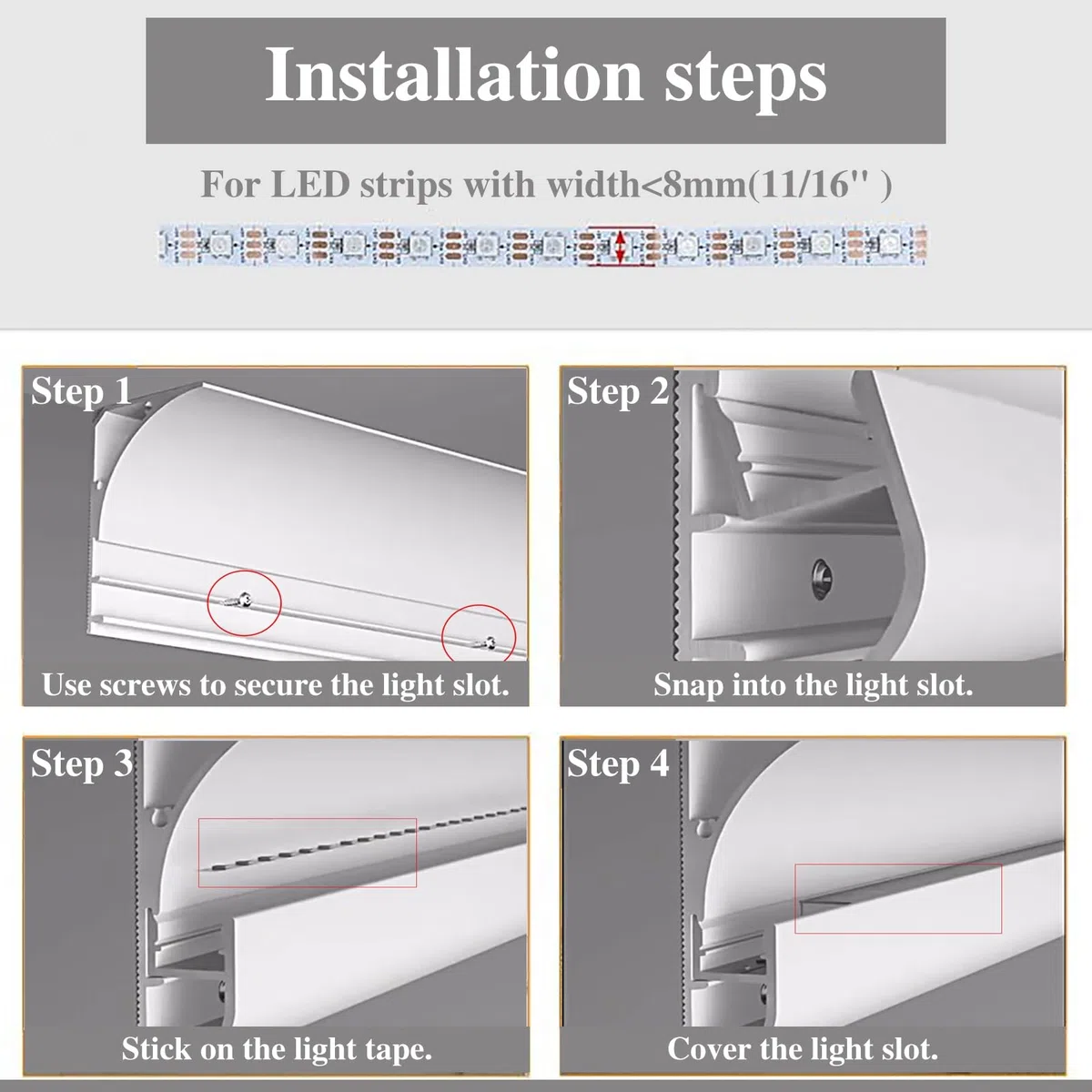 Canal de perfil LED de aluminio para iluminación indirecta, difusor de moldura de corona para decoración de techo y pared, negro, 2 m, ideal para cornisas y soluciones de iluminación del hogar