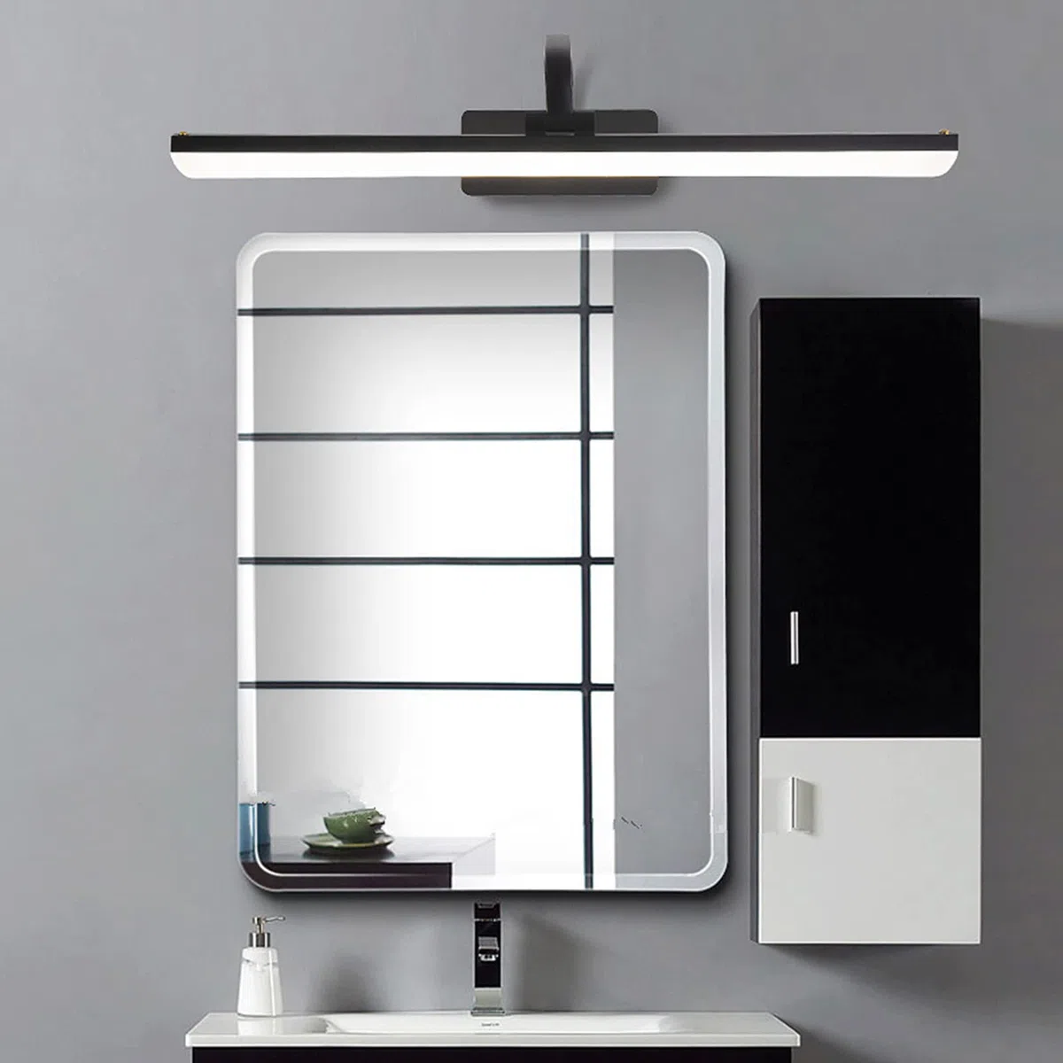 Lámparas De Espejo De Baño Negro 43/56/72 Cm Luz Delantera De Espejo Simple Moderno Hogar Apartamento Baño Bañera Tocador Maquillaje Led Espejo Gabinete Lámpara Luz De Pared/Luz De Tres Colores/43 Cm