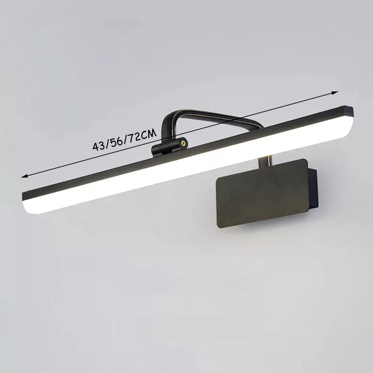 Lámparas De Espejo De Baño Negro 43/56/72 Cm Luz Delantera De Espejo Simple Moderno Hogar Apartamento Baño Bañera Tocador Maquillaje Led Espejo Gabinete Lámpara Luz De Pared/Luz De Tres Colores/43 Cm