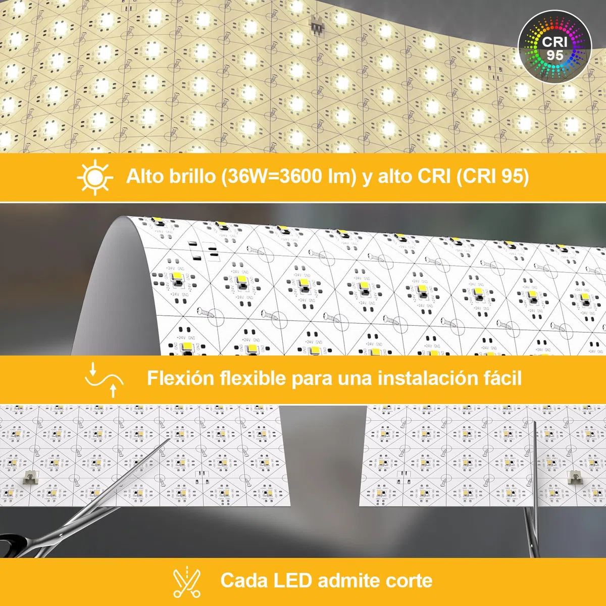Retroiluminación LED suaves Luz cálida 3000K 24V 36W, Panel LED Regulable Compatible con Alexa, Luz Flexible con Mando y Control por APP, 50x25 cm para Mármol, Ónix y Encimeras de Cuarzo (4 Pack)
