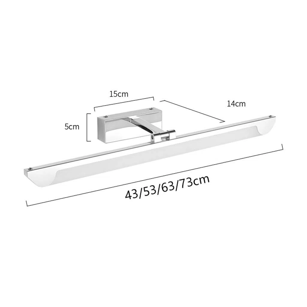 Lámpara de espejo, luz frontal de espejo, luz LED para baño, espejo de gabinete, lámpara de maquillaje, lámpara de pared antivaho moderna y sencilla (color: luz blanca, tamaño: 53 cm), lámpara de