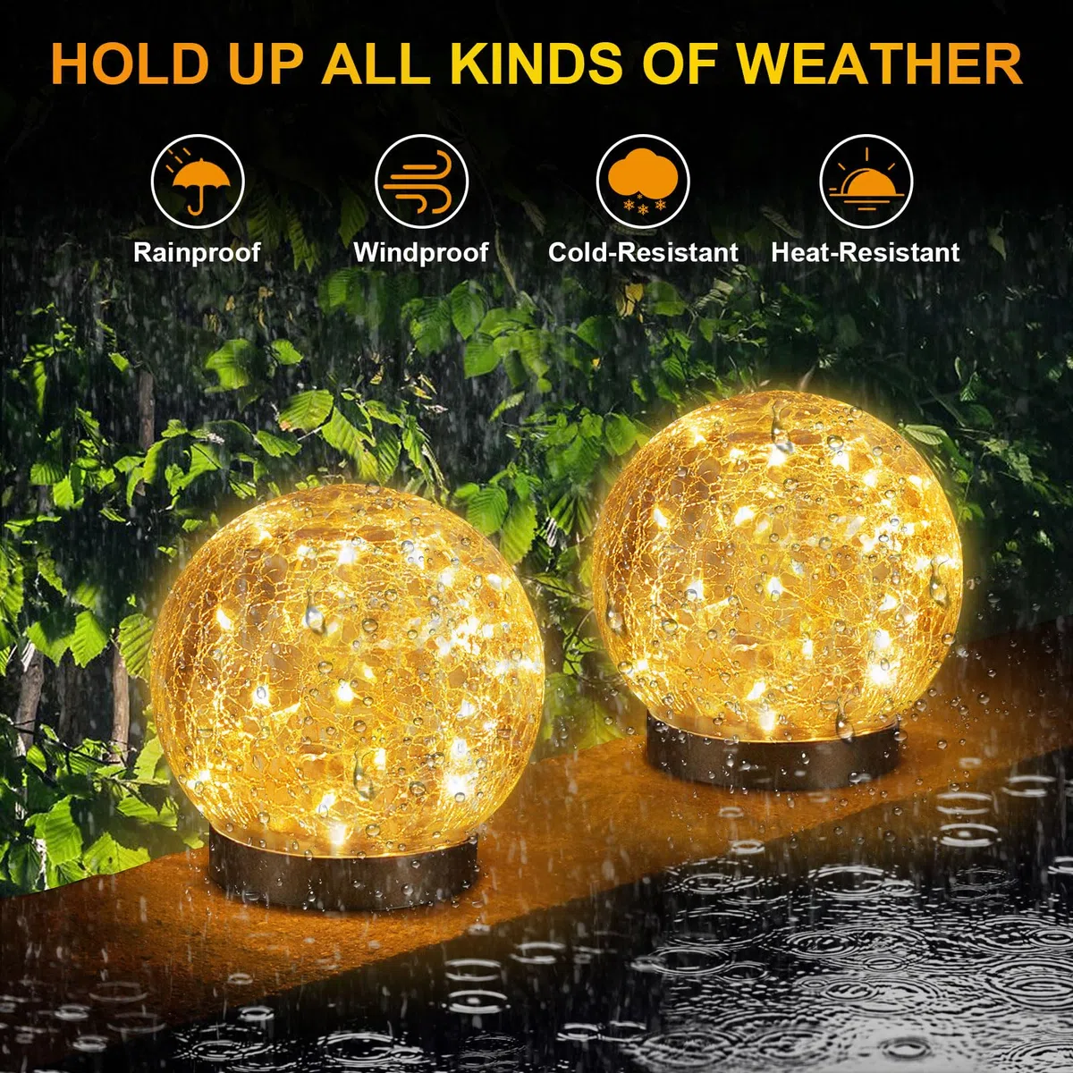 Luces solares de jardín con 4 globos, dos modos de iluminación, luces de bola de vidrio agrietado de 4.7 pulgadas, 30 luces LED solares impermeables para patio, porche, decoración de jardín para