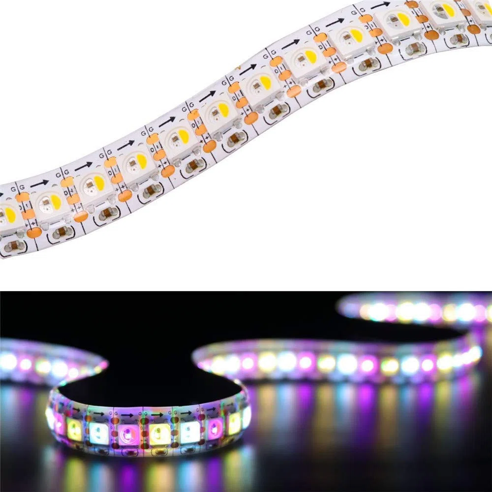 ws2812b rgbww sk6812 5 V 5 m 144 LED ip65 tira LED, tira LED inteligente direccionable individualmente, PCB blanco