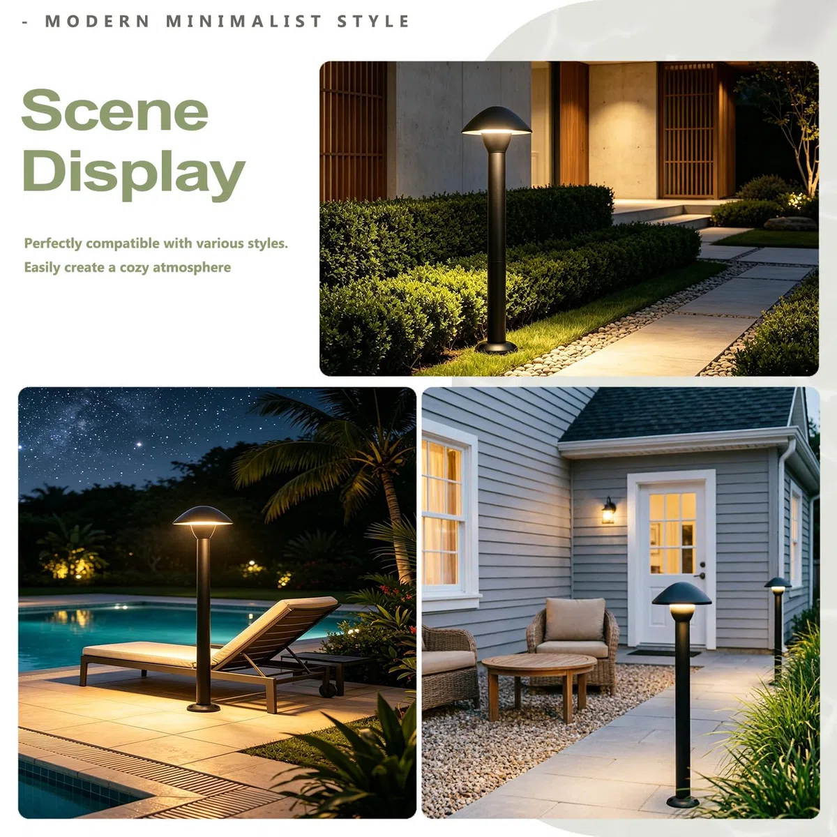 Baliza LED para Exteriores, Resistente al Agua IP65, Luces Modernas para Caminos de jardín, césped, Patio, Entrada de vehículos, iluminación Lateral Exterior de Aluminio.