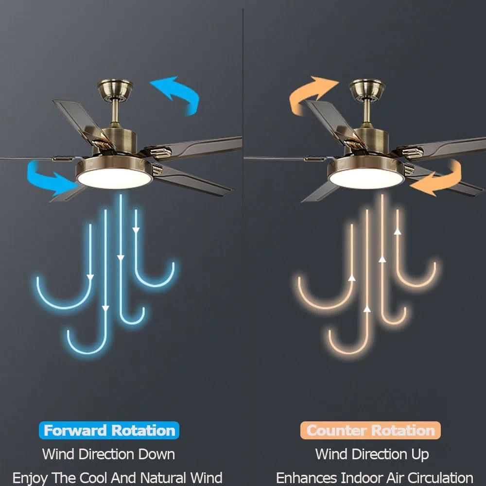 Ventiladores de Techo Retro con Luces y Mando a Distancia Ventiladores de Techo de Bronce de 42 "con Luces para Dormitorio Luz de Ventilador de Techo de Montaje Empotrado silencioso