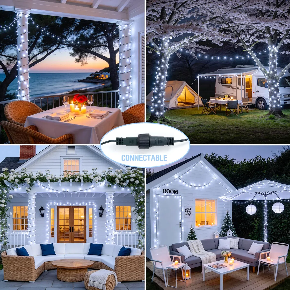 JMEXSUSS Guirnalda de luces de alambre verde (250 LED, blanco)
