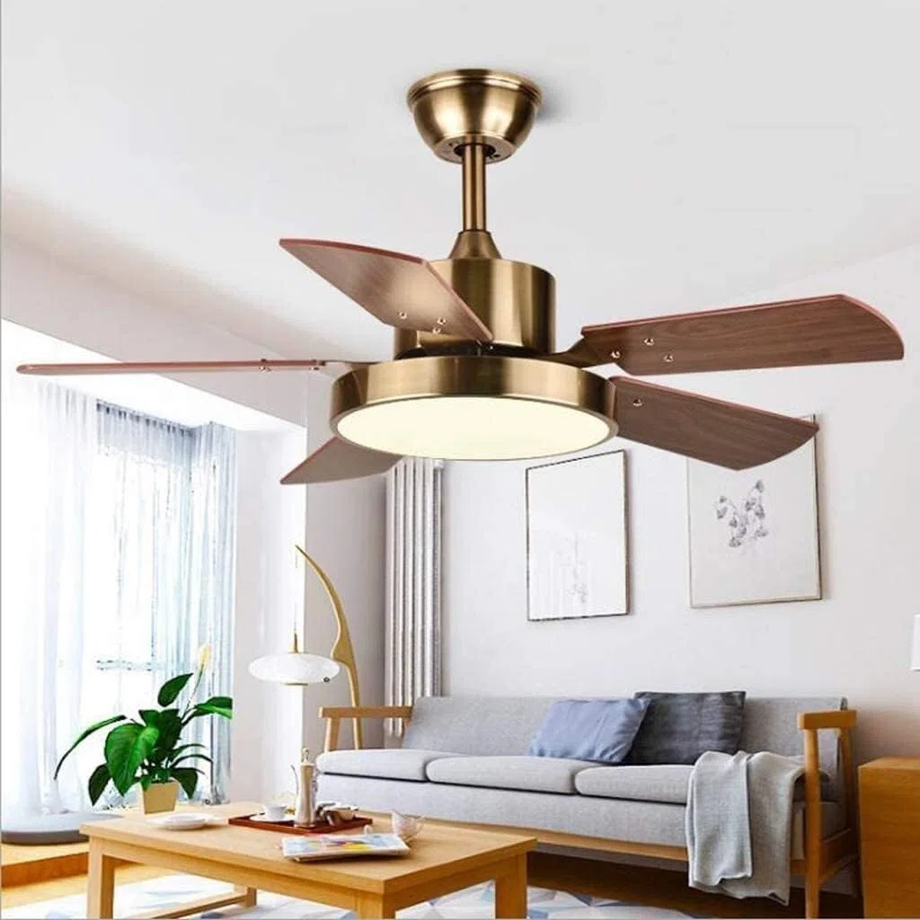 Ventilador De Techo para Dormitorio Salón Ventilador De Techo Retro Nórdico, Lámpara LED Moderna para Oficina, Dormitorio, Sala Estar, Metal(56 Inch)