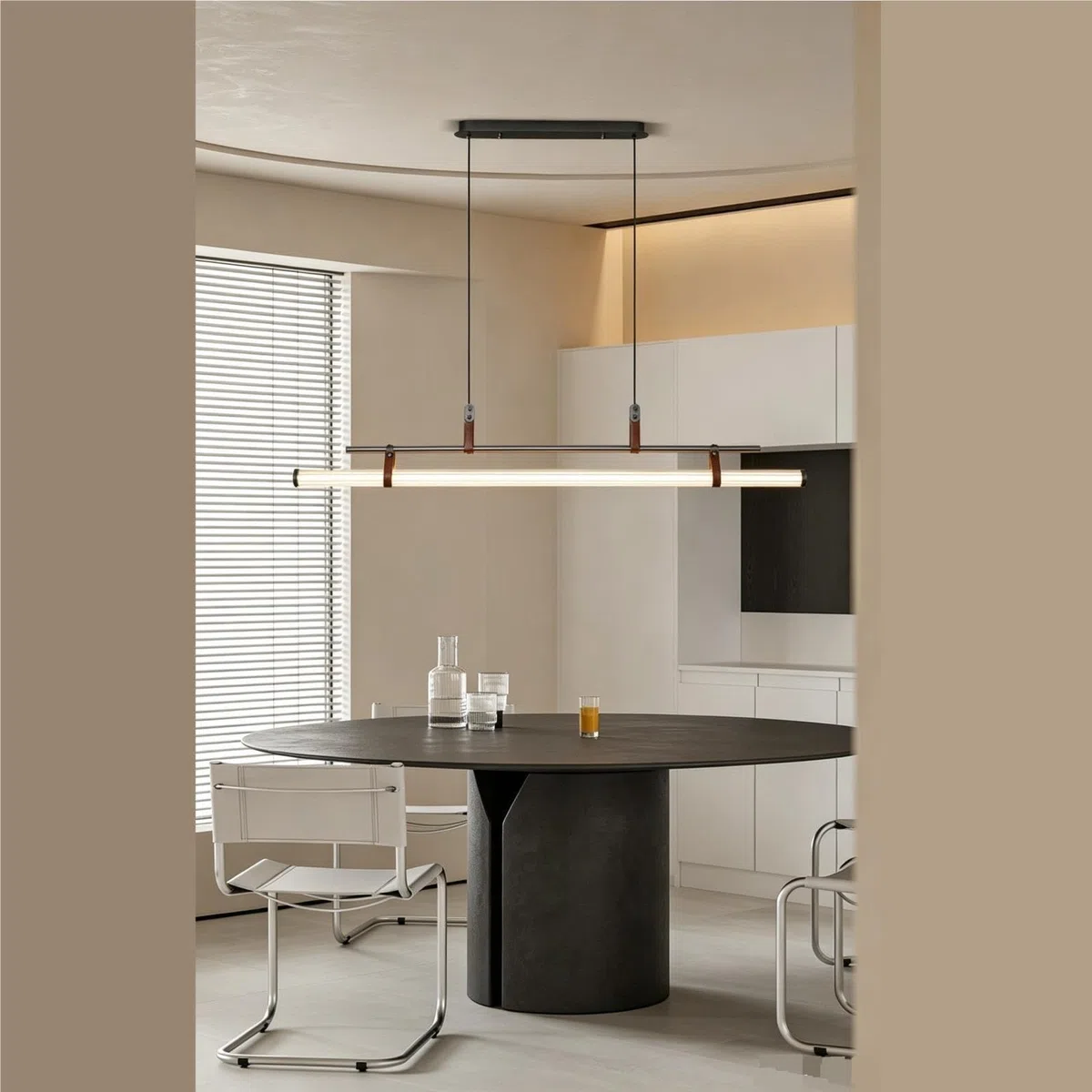 Lámpara Colgante Metálica Con Varilla Larga Estilo Industrial Moderno