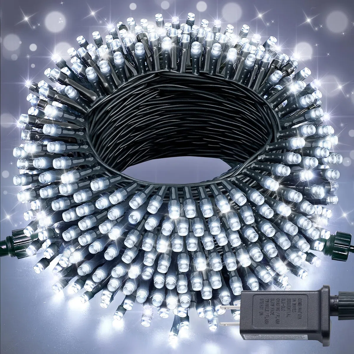 JMEXSUSS Guirnalda de luces de alambre verde (250 LED, blanco)