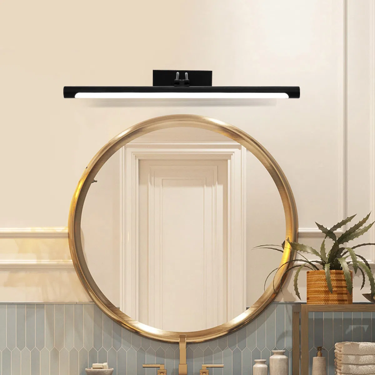 Lámparas De Espejo De Baño Luces Delanteras De Espejo Led, Nórdico Moderno Minimalista Antiniebla Baño Bañera Mural Tocador Lámpara De Gabinete De Maquillaje, Ángulo De Irradiación Ajustable Luz De