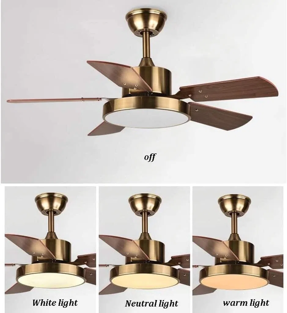 Ventilador De Techo para Dormitorio Salón Ventilador De Techo Retro Nórdico, Lámpara LED Moderna para Oficina, Dormitorio, Sala Estar, Metal(56 Inch)