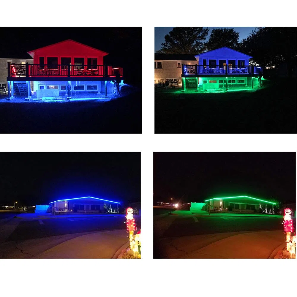 Tira de luz LED RGB flexible de 10 pies, 20 pies, 30 pies, 40 pies, 50 pies, 70 pies, 100 pies, 12 V, 60 LEDs/M, control remoto RF y controlador de detección de música WiFi y fuente de alimentación
