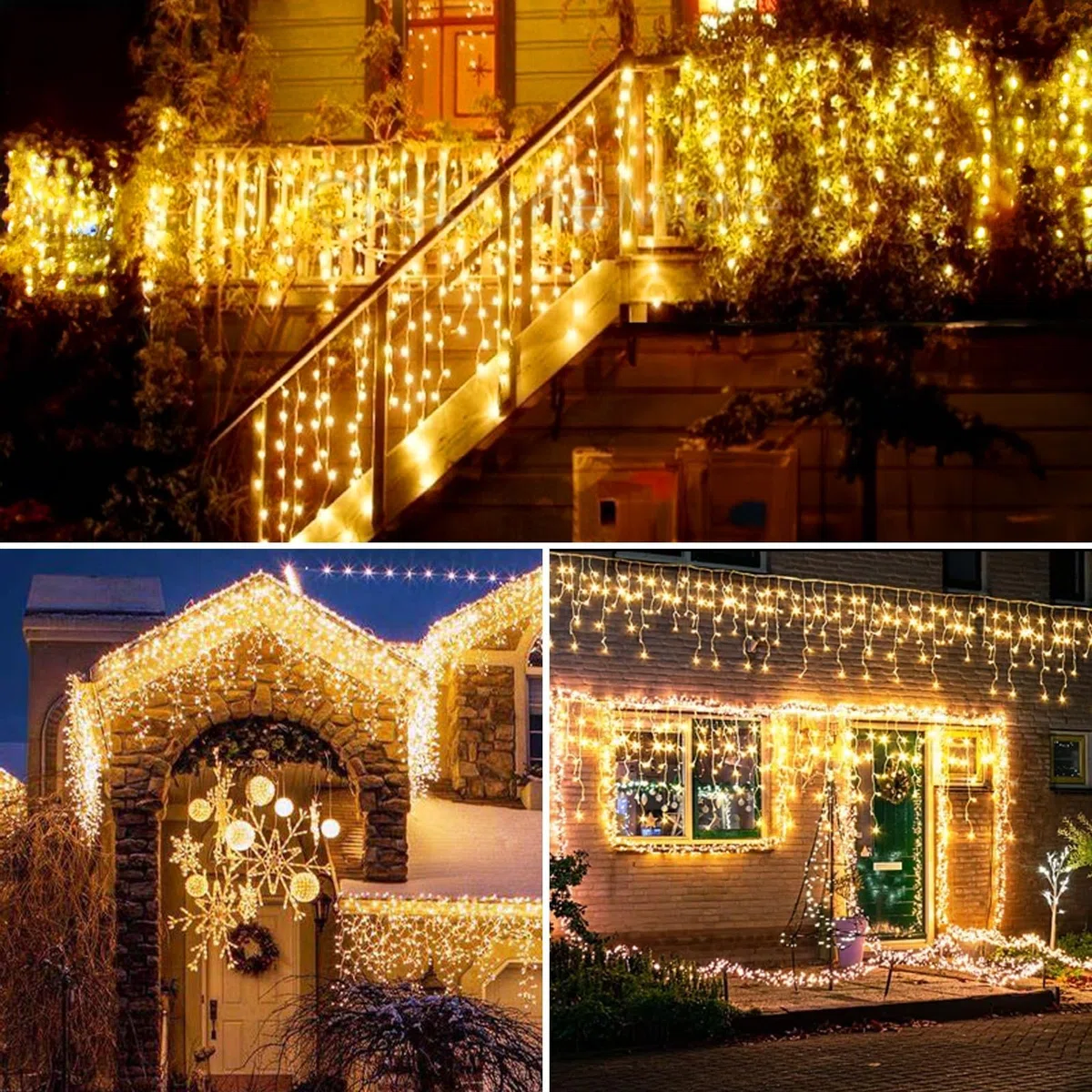 Luces de carámbano de 98 pies, 900 LED, 30 m, luces de Navidad al aire libre, 12 modos de iluminación con temporizador, memoria impermeable, luz de Navidad para patio, techo, fiesta