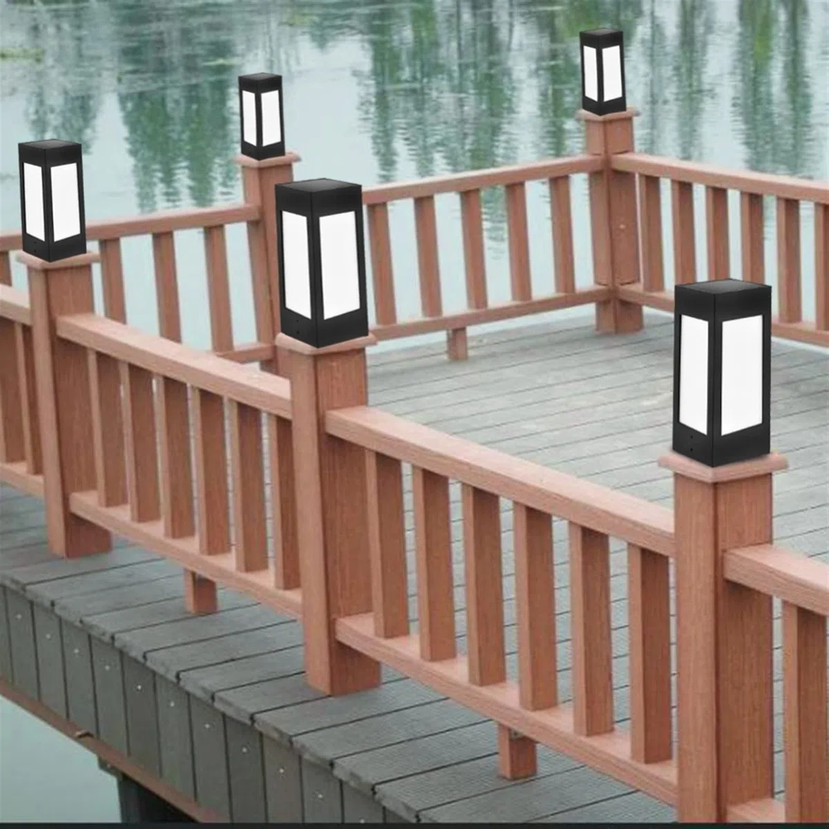 Luces de inundación Luz de pilar solar al aire libre Luz de jardín Jardín europeo Villa Patio Luz de café Lámpara de pilar de puerta de pared al aire libre lámpara(3000k Warm White)