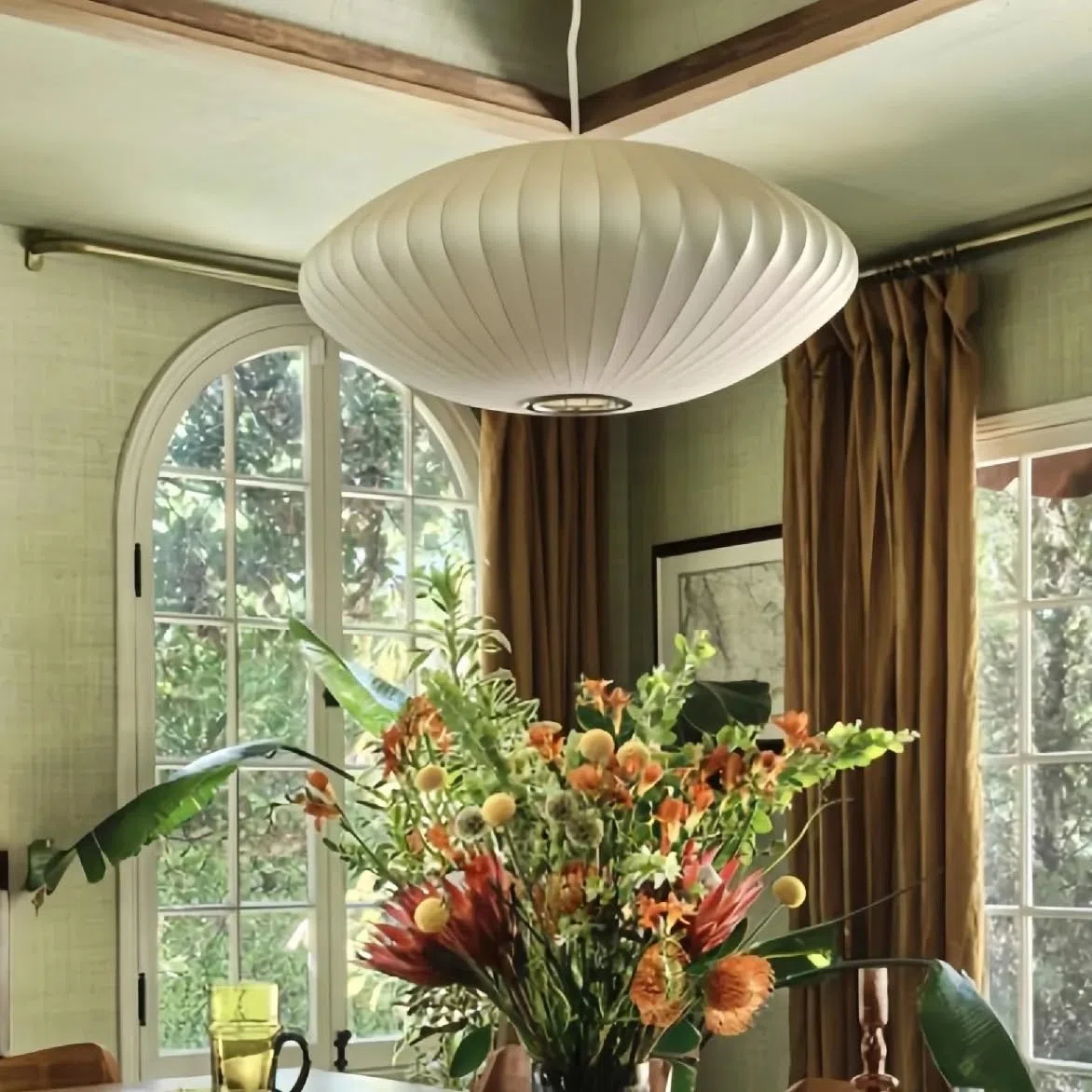 Lámpara Colgante de Burbujas de Seda, araña, luz de suspensión para Comedor, Sala de Estar, Isla de Cocina, Dormitorio (A-30cm, luz cálida)