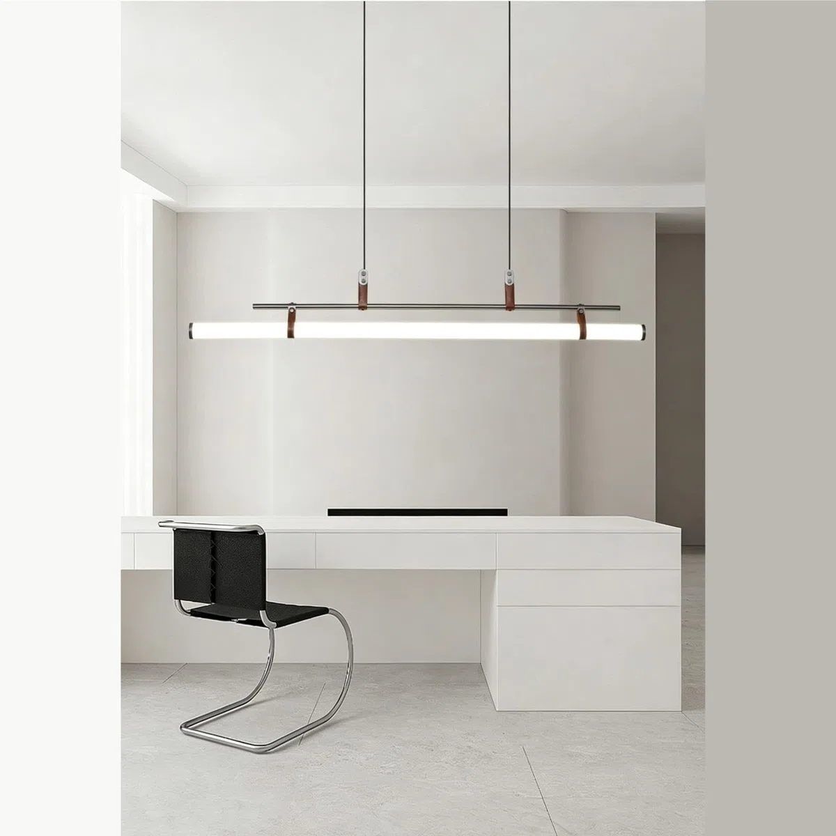 Lámpara Colgante Metálica Con Varilla Larga Estilo Industrial Moderno