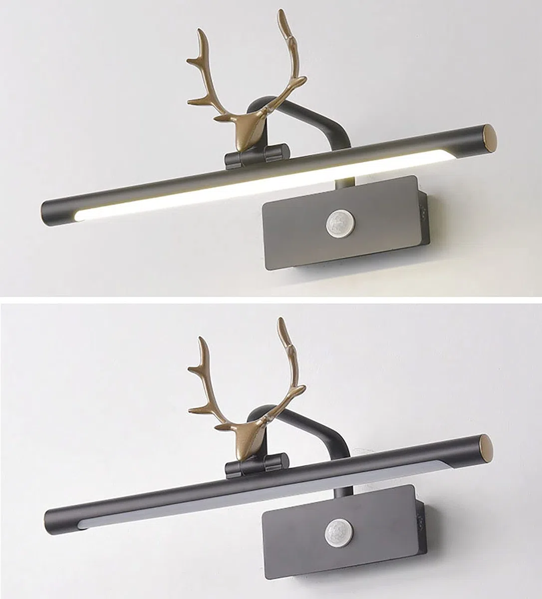 Luz espejo baño, luz espejo LED con sensor movimiento, luz pared gabinete tocador cromada iluminada, IP44 impermeable fácil instalación para maquillaje imagen tocador lavado