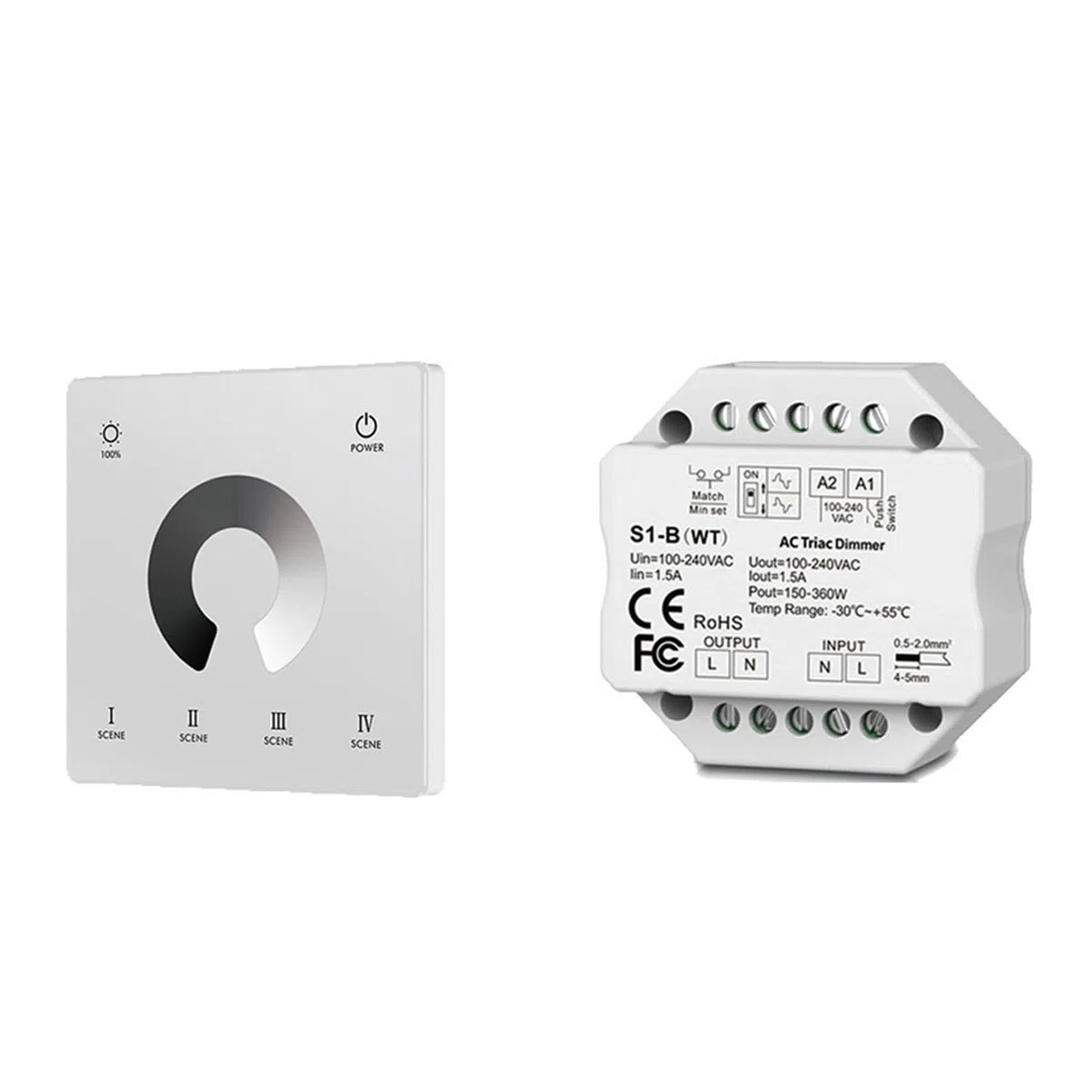 Interruptor pulsador regulador de intensidad de luz LED con tiristor de CA, 110 V, 220 V y 230 V(S1-B(WT) TW1 W)