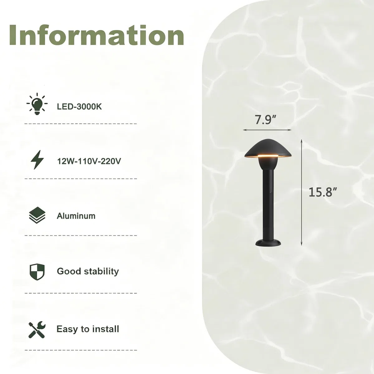 Baliza LED para Exteriores, Resistente al Agua IP65, Luces Modernas para Caminos de jardín, césped, Patio, Entrada de vehículos, iluminación Lateral Exterior de Aluminio.