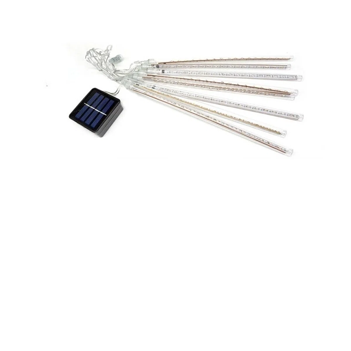 Luces de jardín 8 tubos 144 LED Luces solares de lluvia de meteoritos Luces de cadena navideñas Luz de jardín impermeable Decoración de bodas navideñas. (Color: Blanco cálido, Tamaño: 50 CM 10 tubos