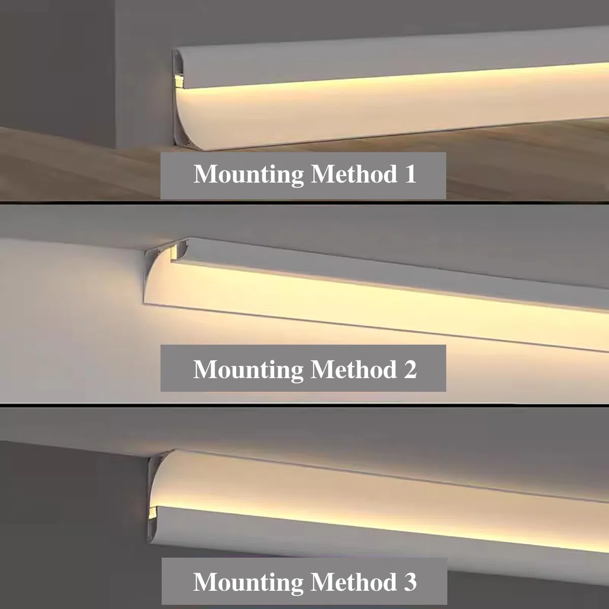 Canal de perfil LED de aluminio para iluminación indirecta, difusor de moldura de corona para decoración de techo y pared, negro, 2 m, ideal para cornisas y soluciones de iluminación del hogar