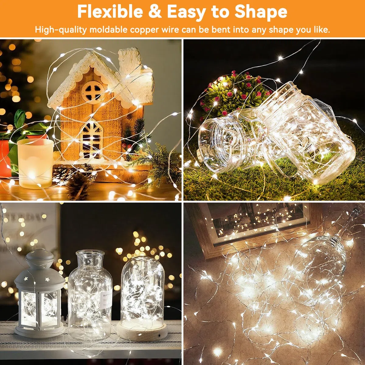 Guirnalda de luces solares impermeables para exteriores, paquete de 6 unidades en total de 200 pies, 600 LED, 8 modos, luces parpadeantes, luces solares para patio, jardín, fiesta, árbol, Navidad