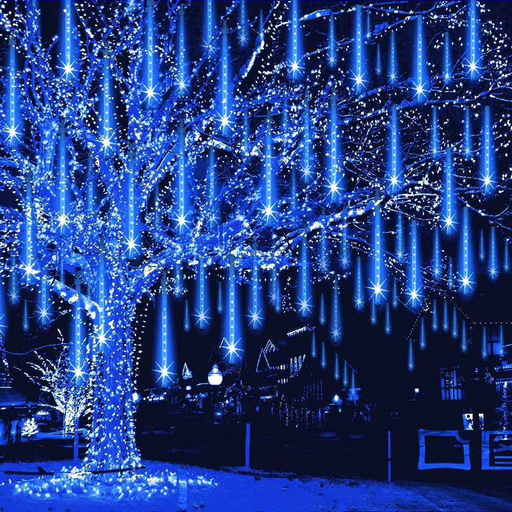 Weepong Luces de Navidad para exteriores, 32 tubos, 768 LED, luces de lluvia de meteoritos, certificación UL, caída de nieve, lluvia, carámbano, cadena de luces para árbol de Navidad, decoraciones de
