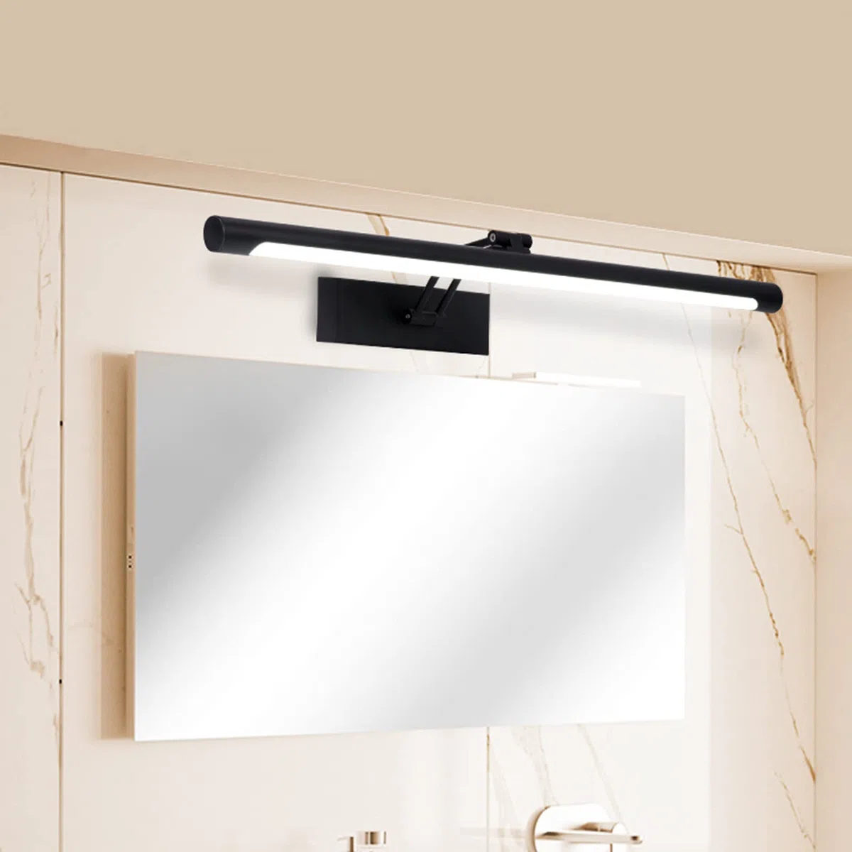 Lámparas De Espejo De Baño Luces Delanteras De Espejo Led, Nórdico Moderno Minimalista Antiniebla Baño Bañera Mural Tocador Lámpara De Gabinete De Maquillaje, Ángulo De Irradiación Ajustable Luz De